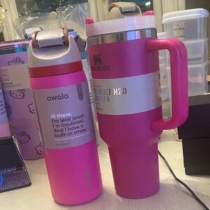 Owala and Stanley Pink Water Bottles